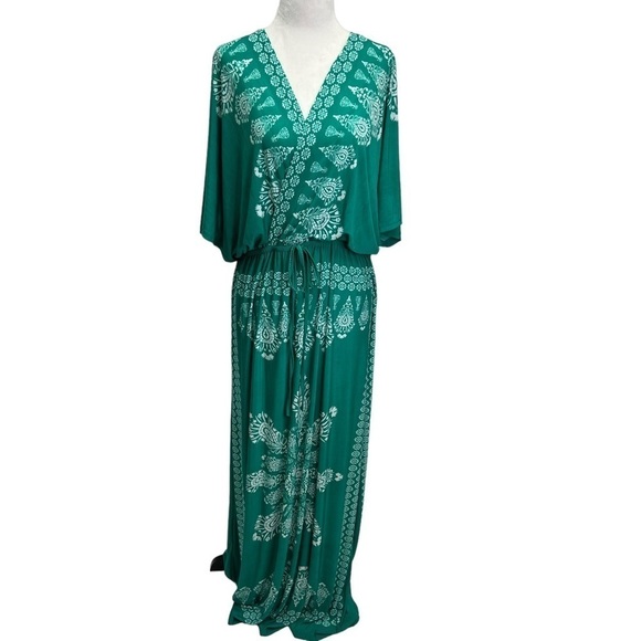 NWT Just Love Green V-Neck Wrap Maxi Dress Size 2X - Picture 4 of 13